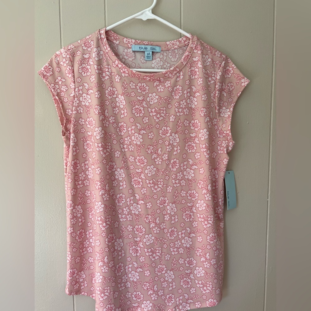NWT Blu Sol Pink Floral Sleeveless Top. Large Petite LP